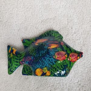 Vintage 1960's Angelfish Decoupage Lacquered Statue/Figurine